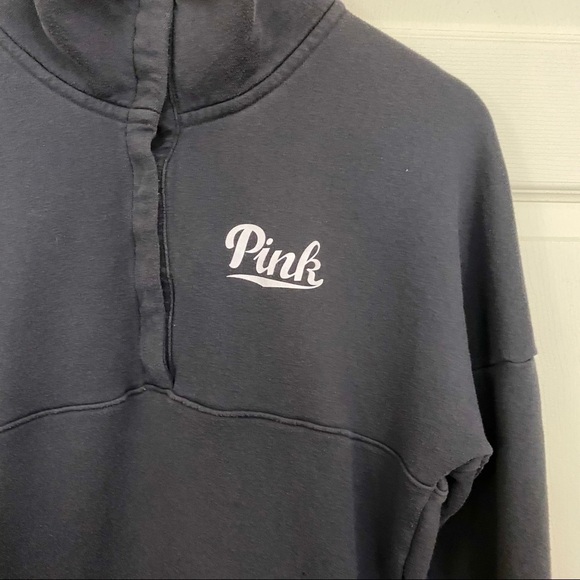 Victorias Secret Pink Logo Snap Up Gray Sweatshirt - Picture 3 of 9